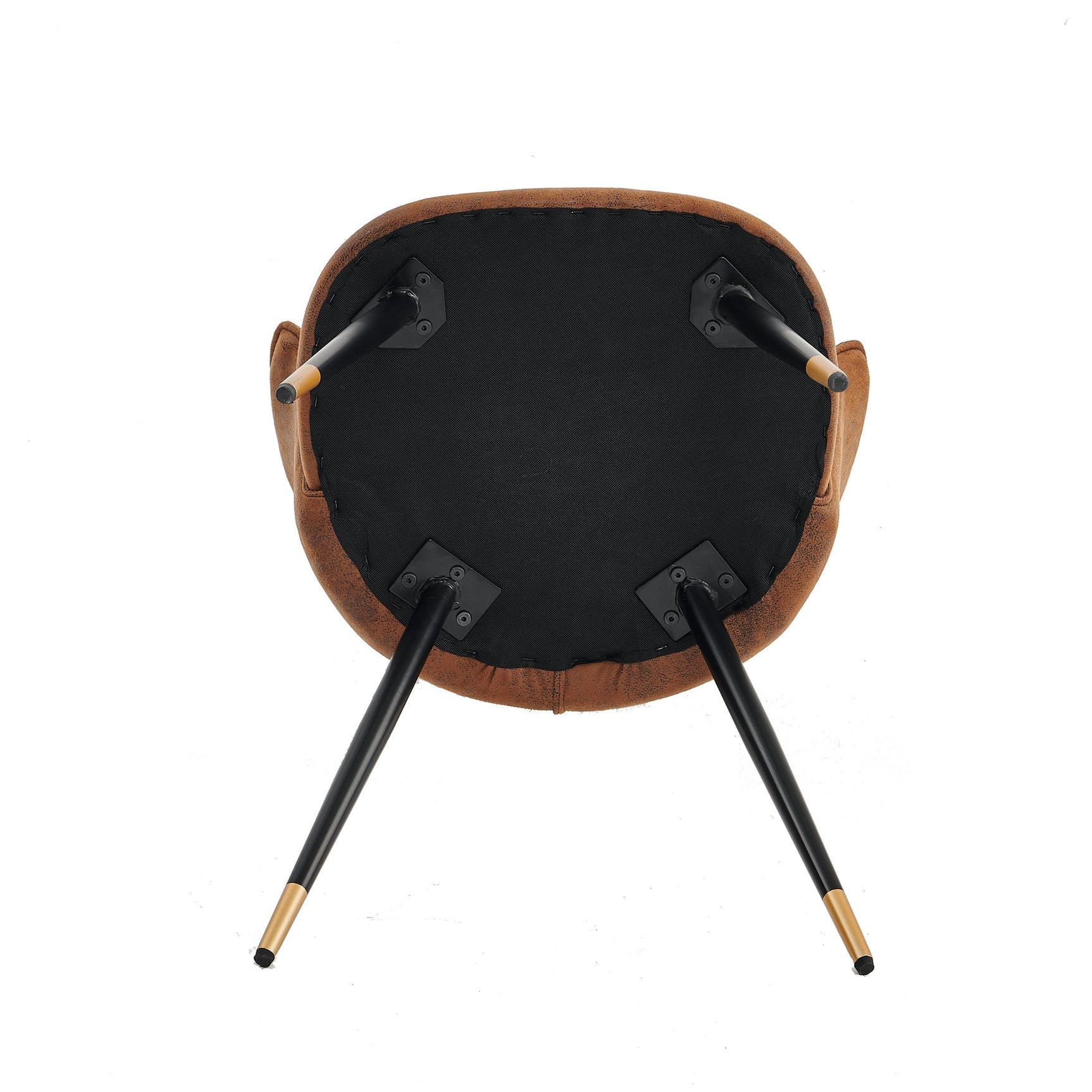 Set of 4 retro suede dining room chairs, black and gold metal legs, DONCIC SUEDE BROWN BG 4PCS