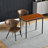 Set of 4 retro suede dining room chairs, black and gold metal legs, DONCIC SUEDE BROWN BG 4PCS