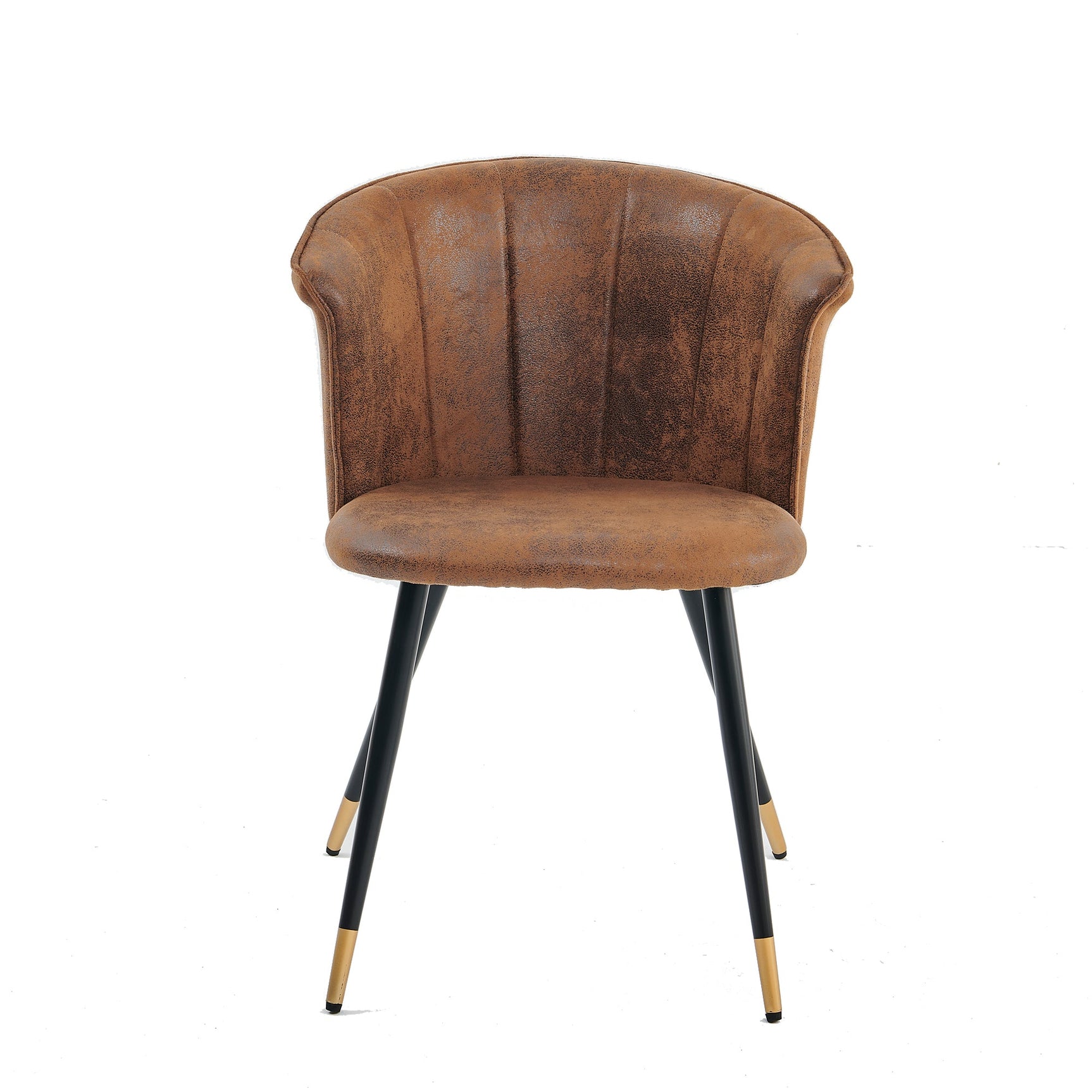 Set of 4 retro suede dining room chairs, black and gold metal legs, DONCIC SUEDE BROWN BG 4PCS