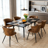 Set of 6 industrial dining room armchairs with suede armrests - DONCIC