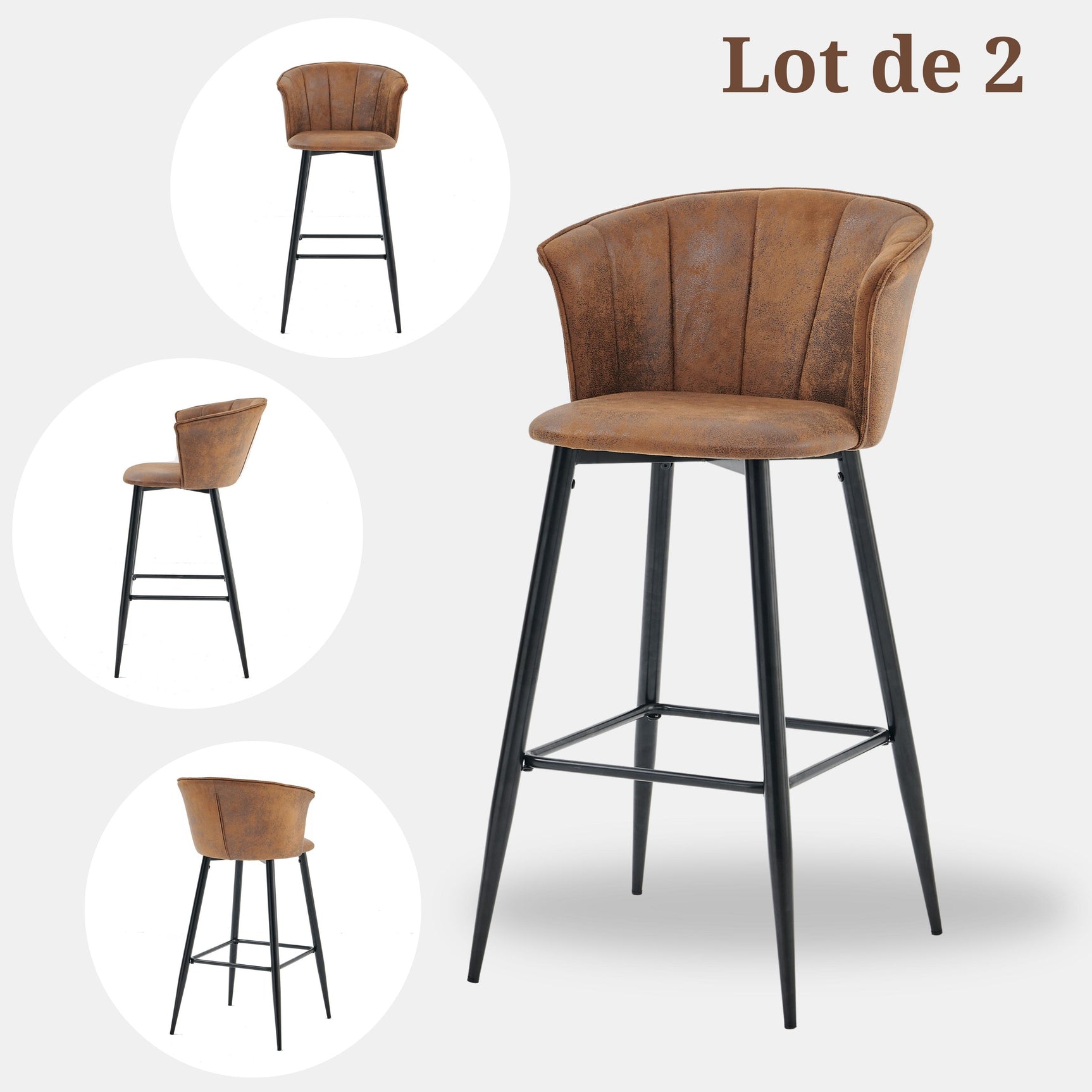 Set von 4 Industrial Bar Stools mit Armlehnen und Schwedendatei - Dononic Bar