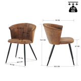 Ensemble de salle à manger de style vintage composé d'une table ronde en chêne et de 2 fauteuils en suédine marron