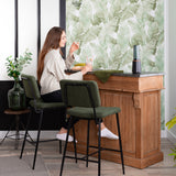 Set aus 2 industriellen Barhockern mit grüner Stoffrückseite – INDEPENDENCE BAR