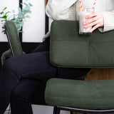 Set aus 2 industriellen Barhockern mit grüner Stoffrückseite – INDEPENDENCE BAR