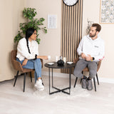 Conjunto de 4 sillones de comedor industriales con reposabrazos de ante - CROMWELL