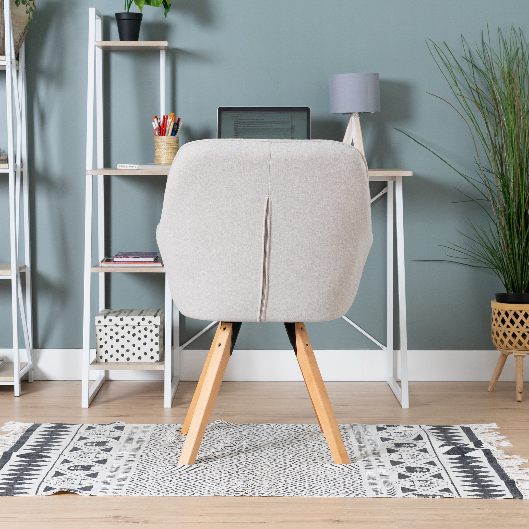 Chaise de salle à manger confortables en tissu beige pivotantes 360° - CARSON FABRIC BEIGE