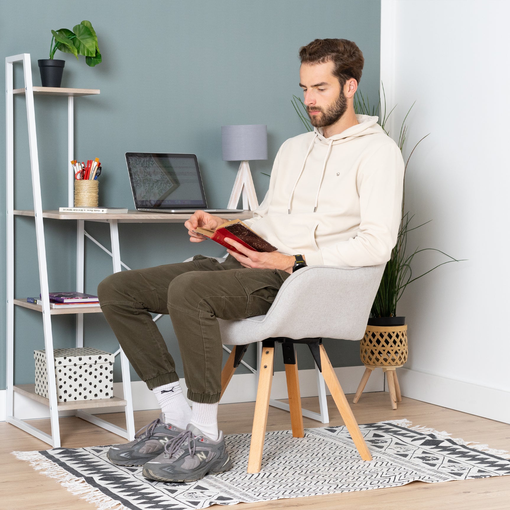 Chaise de salle à manger confortables en tissu beige pivotantes 360° - CARSON FABRIC BEIGE