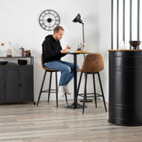 Set di 2 sgabelli da bar industriali con schienale in pelle scamosciata - CHARLTON BAR