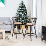 Set von 2 drehenden Industriestangenhocker mit brauner Stoffdatei - Hailey 24