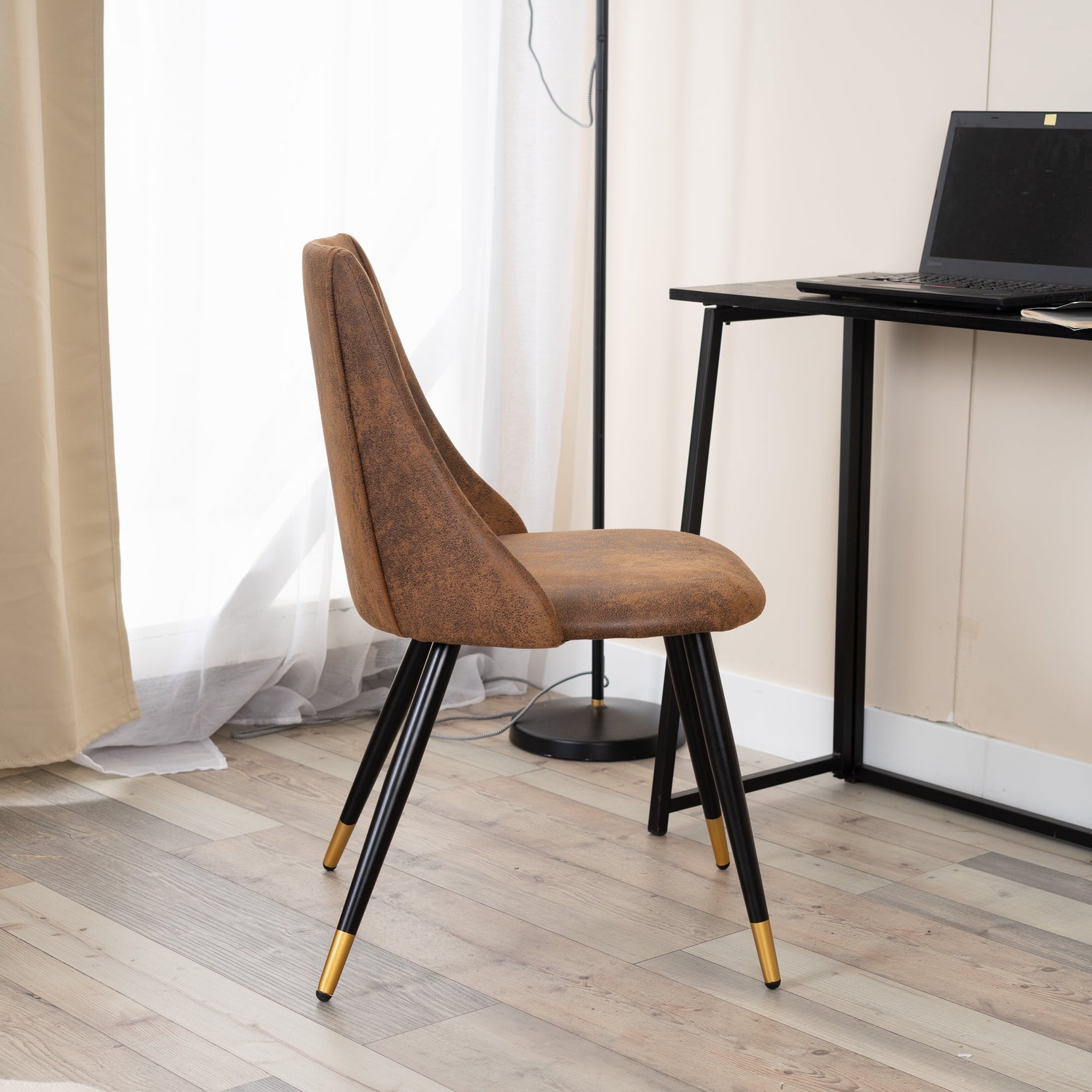 Lot de 6 chaises de salle à manger industrielles en suédine - SMEG