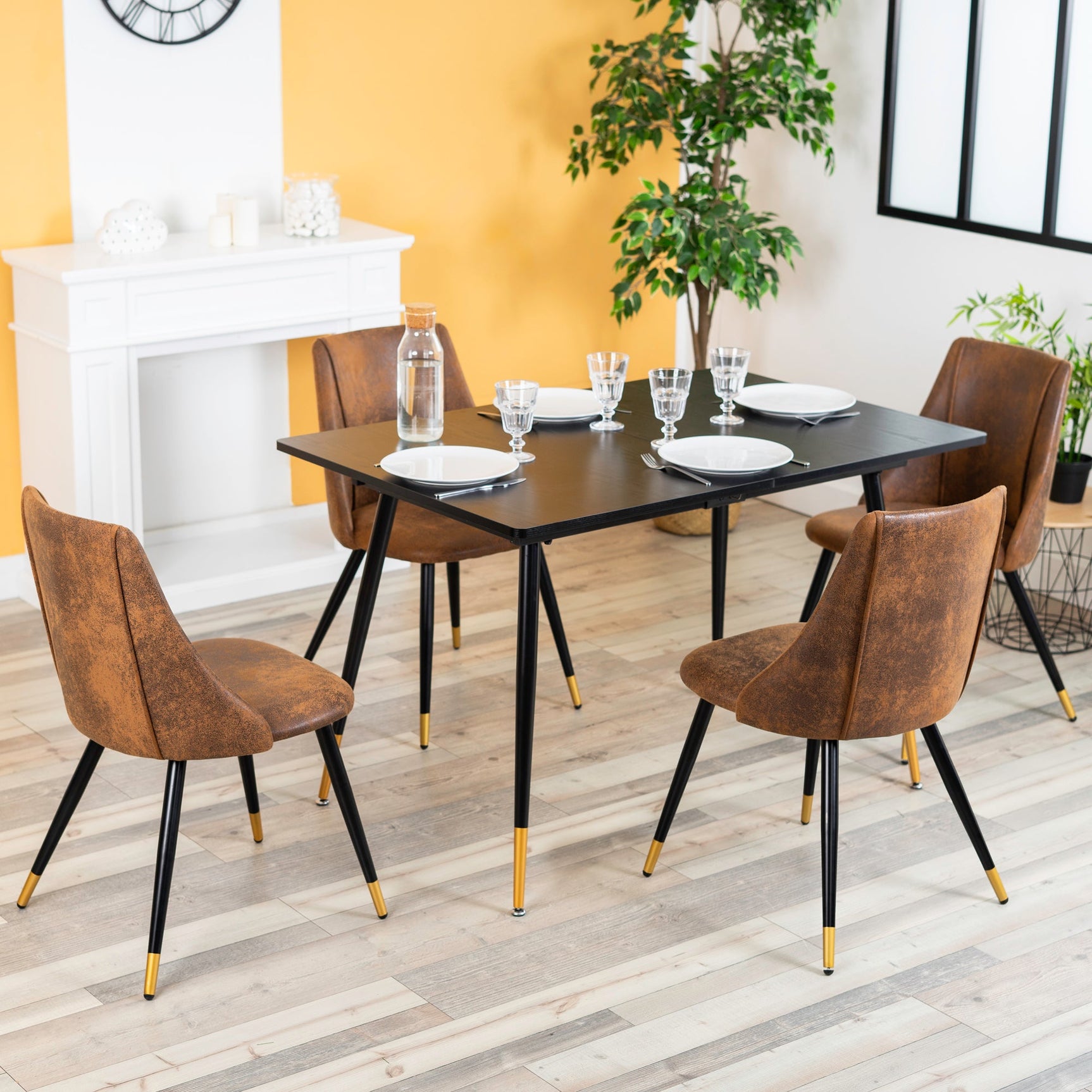 Lot de 6 chaises de salle à manger industrielles en suédine - SMEG