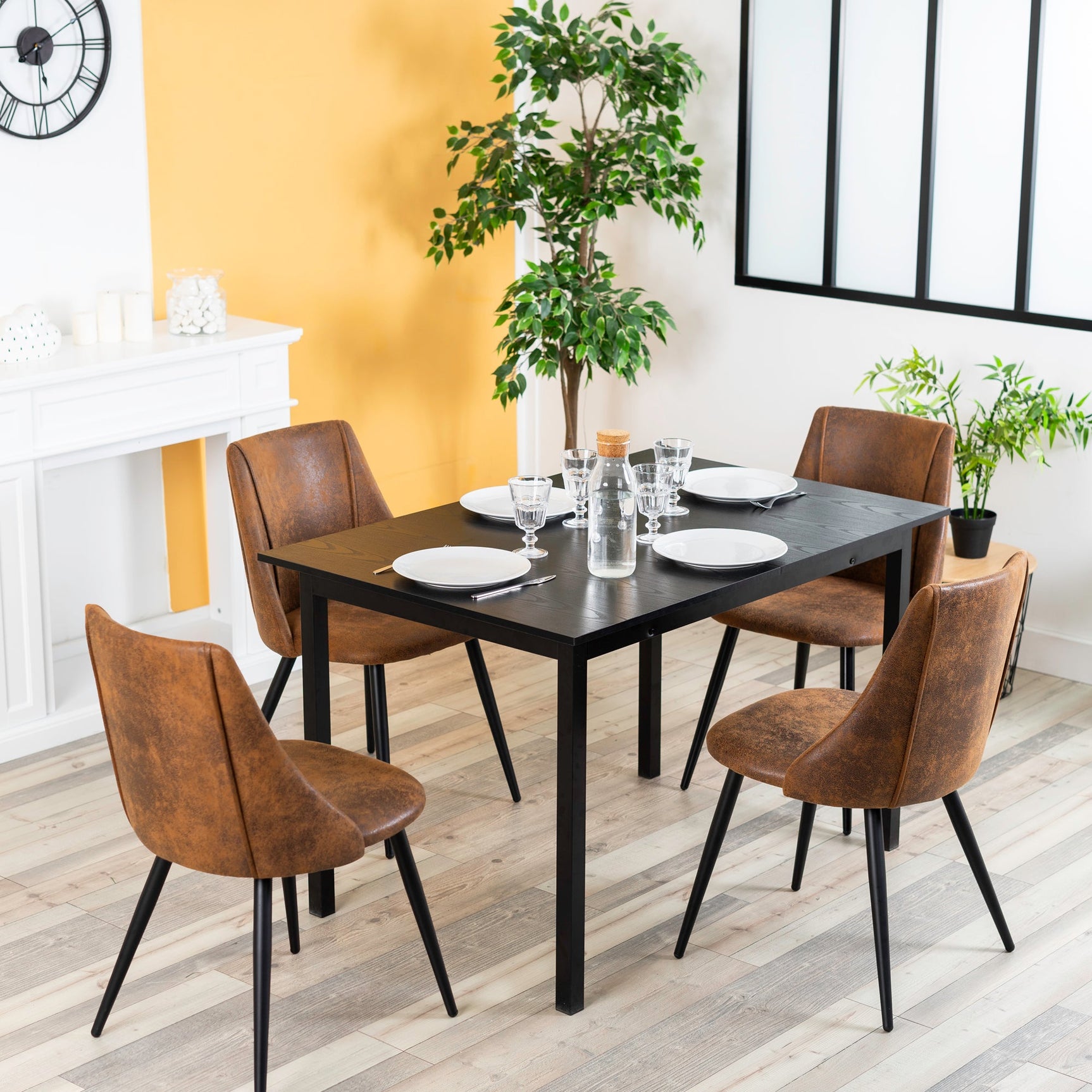 Lot de 6 chaises de salle à manger industrielles en suédine - SMEG