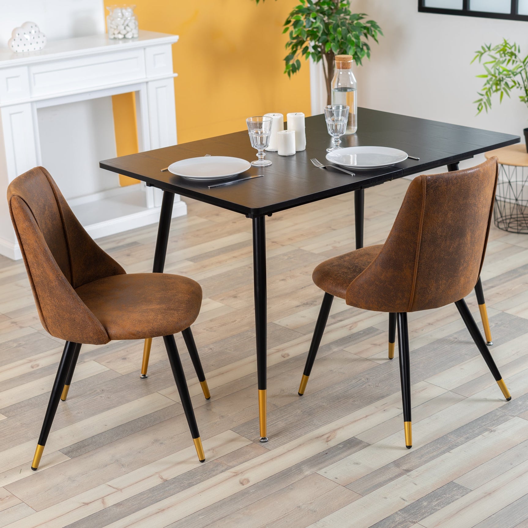 Lot de 6 chaises de salle à manger industrielles en suédine - SMEG
