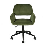 Consejo con un escritorio industrial industrial y silla en terciopelo acanalado verde oliva - Ascoli & Ross