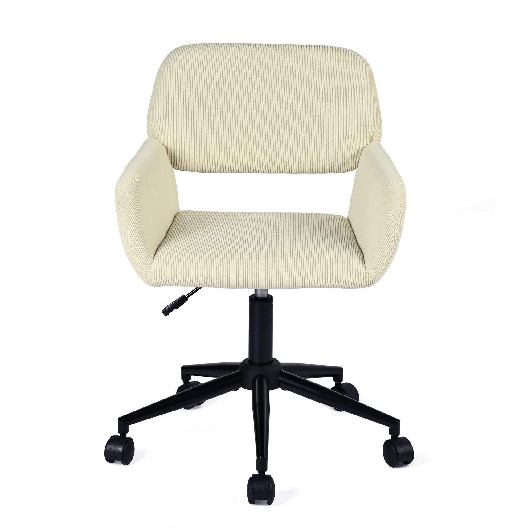 Establecer con mesa auxiliar blanca plegable y sillón de escritorio de terciopelo beige - Baseline y Ross