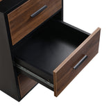 Bureau industriel en bois avec 3 tiroirs et rangements