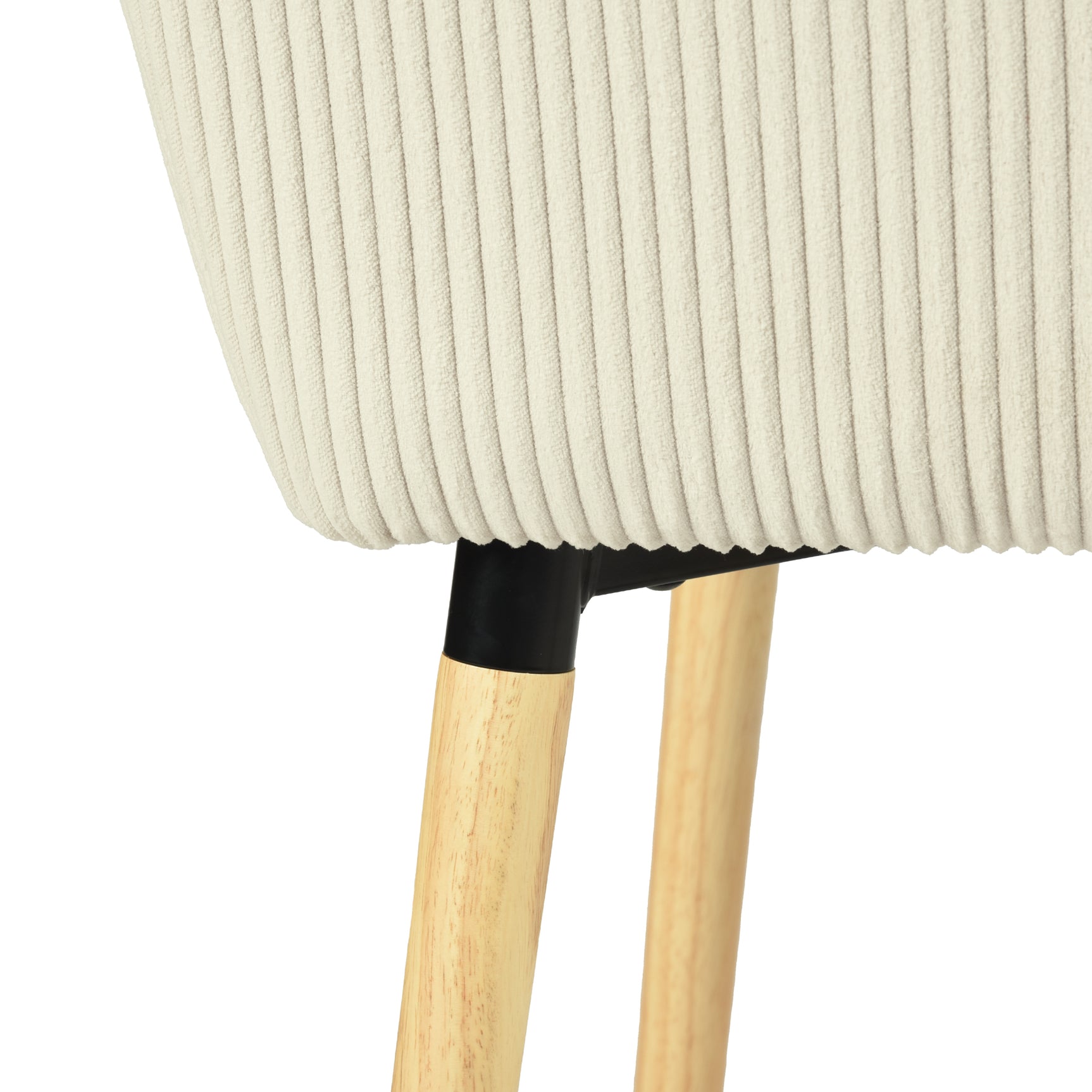 Lot de 2 chaises de salle à manger de style scandinave avec pieds en bois et accoudoirs en velours côtelé beige - ELIA