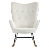 Comoda sedia a dondolo scandinava per allattamento in velluto beige imbottito - EPPING BEIGE