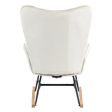 Comoda sedia a dondolo scandinava per allattamento in velluto beige imbottito - EPPING BEIGE