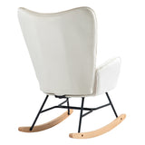 Comoda sedia a dondolo scandinava per allattamento in velluto beige imbottito - EPPING BEIGE