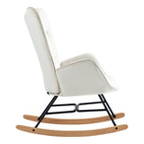 Comoda sedia a dondolo scandinava per allattamento in velluto beige imbottito - EPPING BEIGE