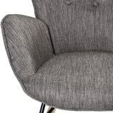 Fauteuil à bascule allaitement scandinave avec accoudoirs en tissu gris foncé capitonné - EPPING