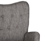 Fauteuil à bascule allaitement scandinave avec accoudoirs en tissu gris foncé capitonné - EPPING