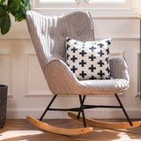 Fauteuil à bascule allaitement scandinave avec accoudoirs en tissu gris capitonné - EPPING
