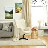 Fauteuil de bureau pivotant et réglable avec accoudoirs, fauteuil de salon inclinable en tissu chenille beige - FUCHS