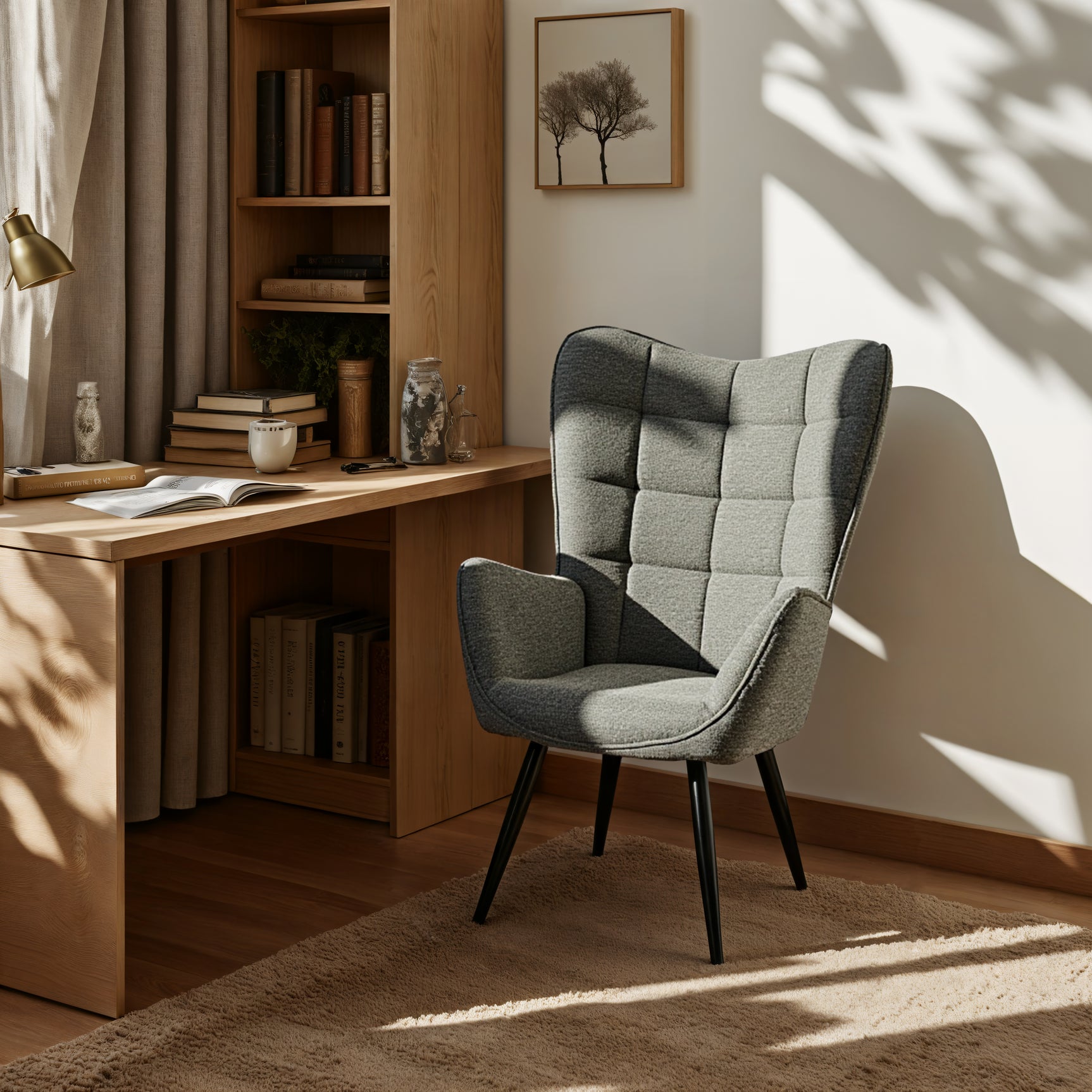 Polvetta scandinaviana con stirate in tessuto grigio scuro con cuciture - Funkel
