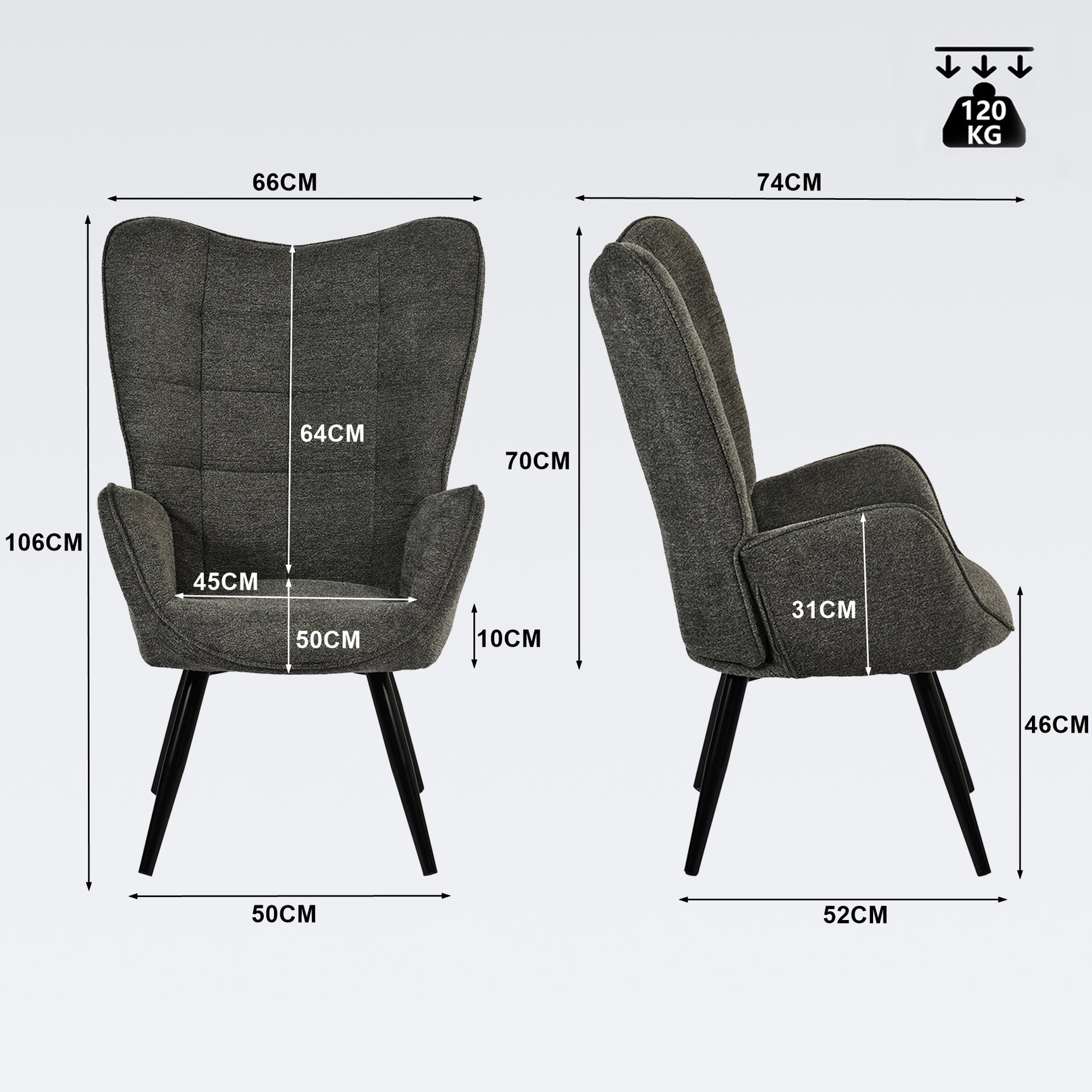 Polvetta scandinaviana con stirate in tessuto grigio scuro con cuciture - Funkel