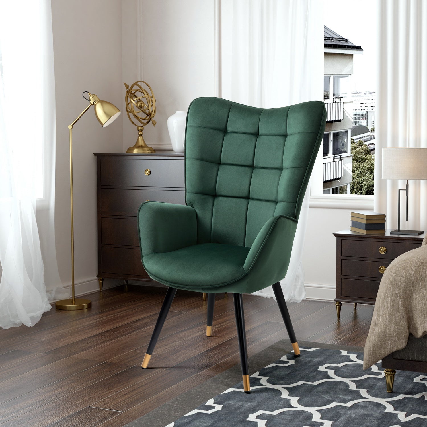 Polquadra scandinava con velluto verdi di velluto con cuciture - Funkel