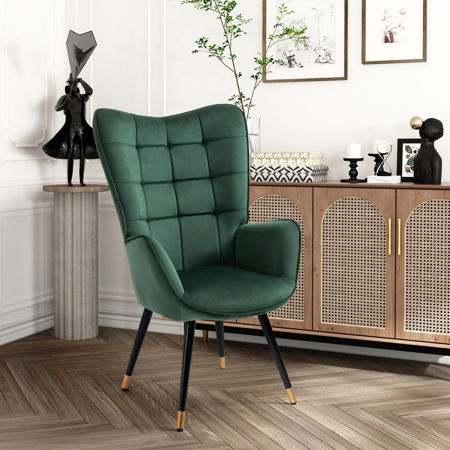 Polquadra scandinava con velluto verdi di velluto con cuciture - Funkel