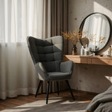 Fauteuil scandinave avec accoudoirs en tissu gris foncé à surpiqûres - FUNKEL