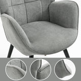 Fauteuil scandinave avec accoudoirs en tissu gris à surpiqûres - FUNKEL