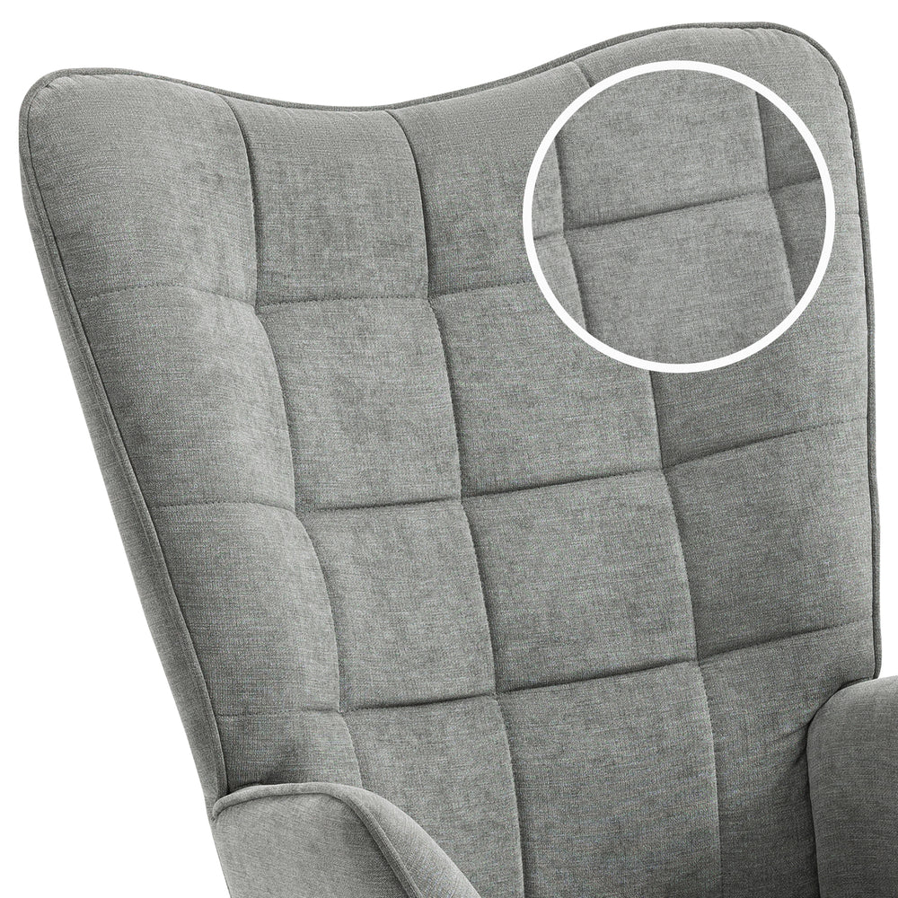 Fauteuil scandinave avec accoudoirs en tissu gris à surpiqûres - FUNKEL