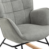 Fauteuil à bascule allaitement scandinave avec accoudoirs en tissu gris à surpiqûres - FUNKEL