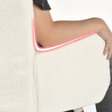 Fauteuil scandinave avec accoudoirs en tissu mouton bouclette beige à surpiqûres - FUNKEL