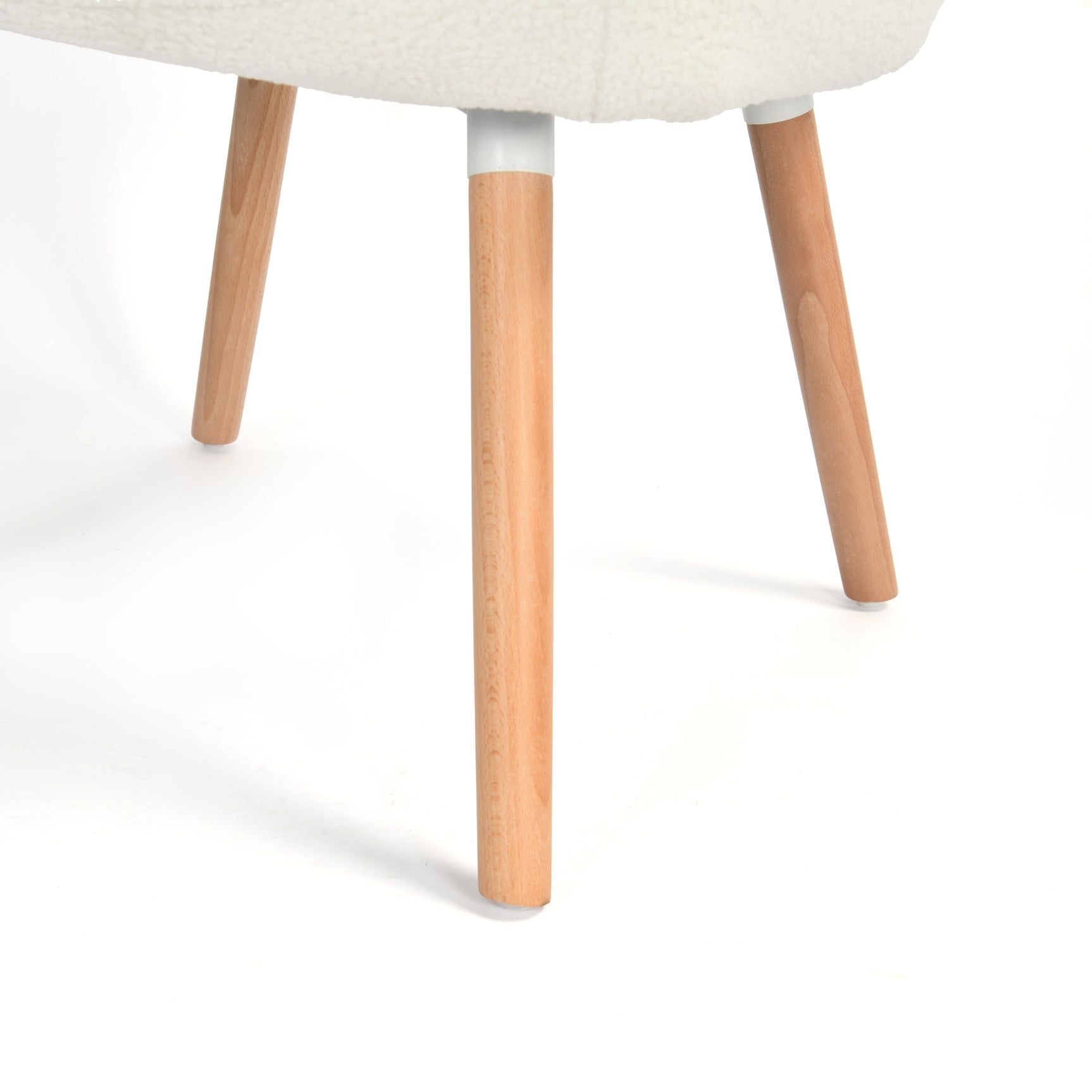 Fauteuil scandinave avec accoudoirs en tissu mouton bouclette beige à surpiqûres - FUNKEL