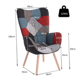 Fauteuil scandinave avec accoudoirs en tissu patchwork à surpiqûres - FUNKEL
