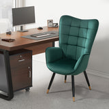 Scandinavian armchair with green velvet armrests with stitching - Funkel