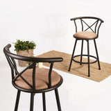 Set von 2 drehenden Industriestangenhocker mit brauner Stoffdatei - Hailey 24