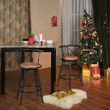 Set von 2 drehenden Industriestangenhocker mit brauner Stoffdatei - Hailey 24