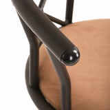 Set mit 4 drehbaren Industrie-Barhockern mit brauner Stoffrückseite – HAILEY 24