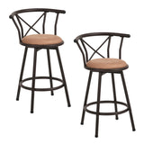 Set von 2 drehenden Industriestangenhocker mit brauner Stoffdatei - Hailey 24