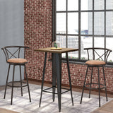 Set von 6 schwenkbaren Industriestangenhockern mit brauner Stoffrückländer - Hailey 29