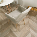 Lot de 4 fauteuils de salle à manger scandinaves avec accoudoirs en tissu beige - CROMWELL