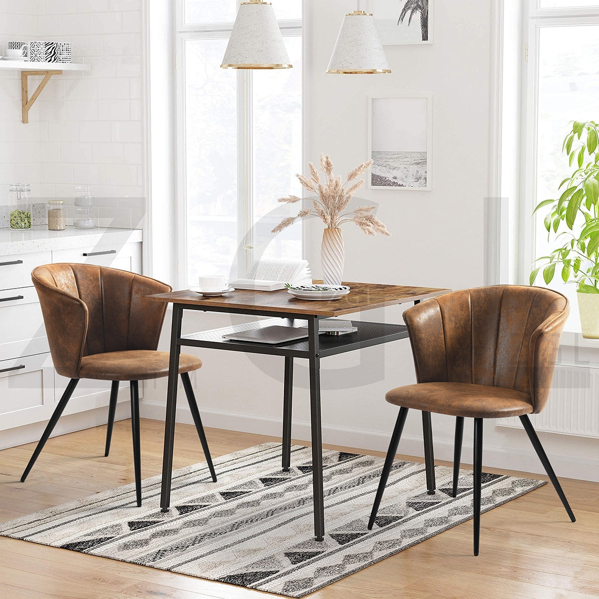 Lot de 2 fauteuils de salle à manger industriels avec accoudoirs en suédine - DONCIC