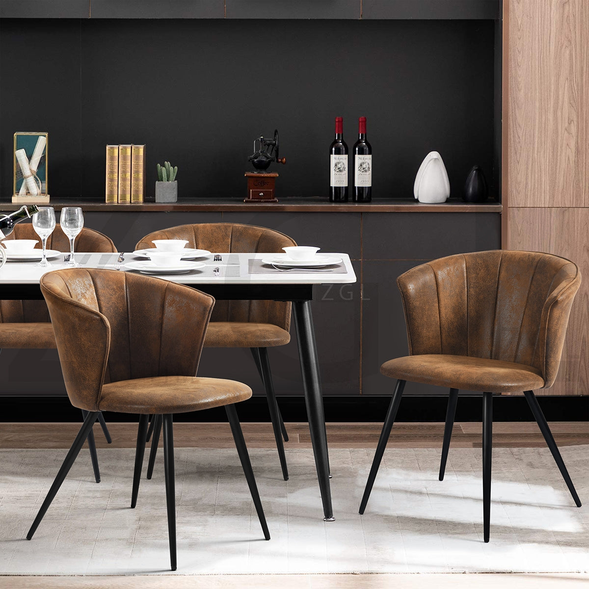 Lot de 2 fauteuils de salle à manger industriels avec accoudoirs en suédine - DONCIC