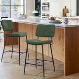 Set aus 2 industriellen Barhockern mit grüner Stoffrückseite – INDEPENDENCE BAR